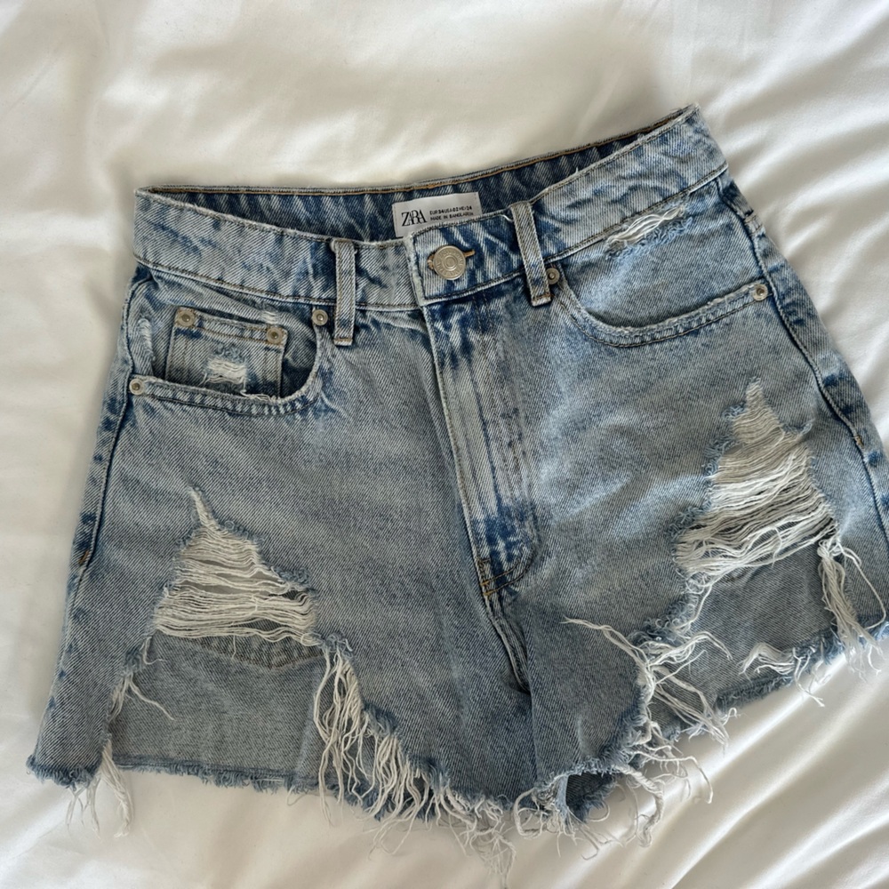 ZARA Denim Shorts Distressed